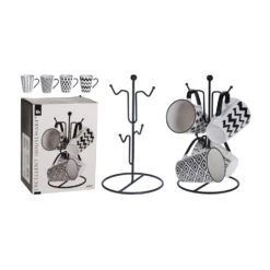 Excellent Houseware 4 Bekers In Metalen Rekje -Keukengoederen Winkel 101 0541 4 1