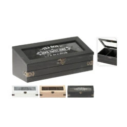 Excellent Houseware Theedoos Hout Met 3 Vakken -Keukengoederen Winkel 101 1395 5 1