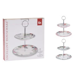 Excellent Houseware Etagere 2-laags Porselein 2 Assorti -Keukengoederen Winkel 101 6244 1 1