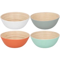 Merkloos Bamboe Schaal Ø17 X 7 Cm 4 Assorti -Keukengoederen Winkel 101 9162 1
