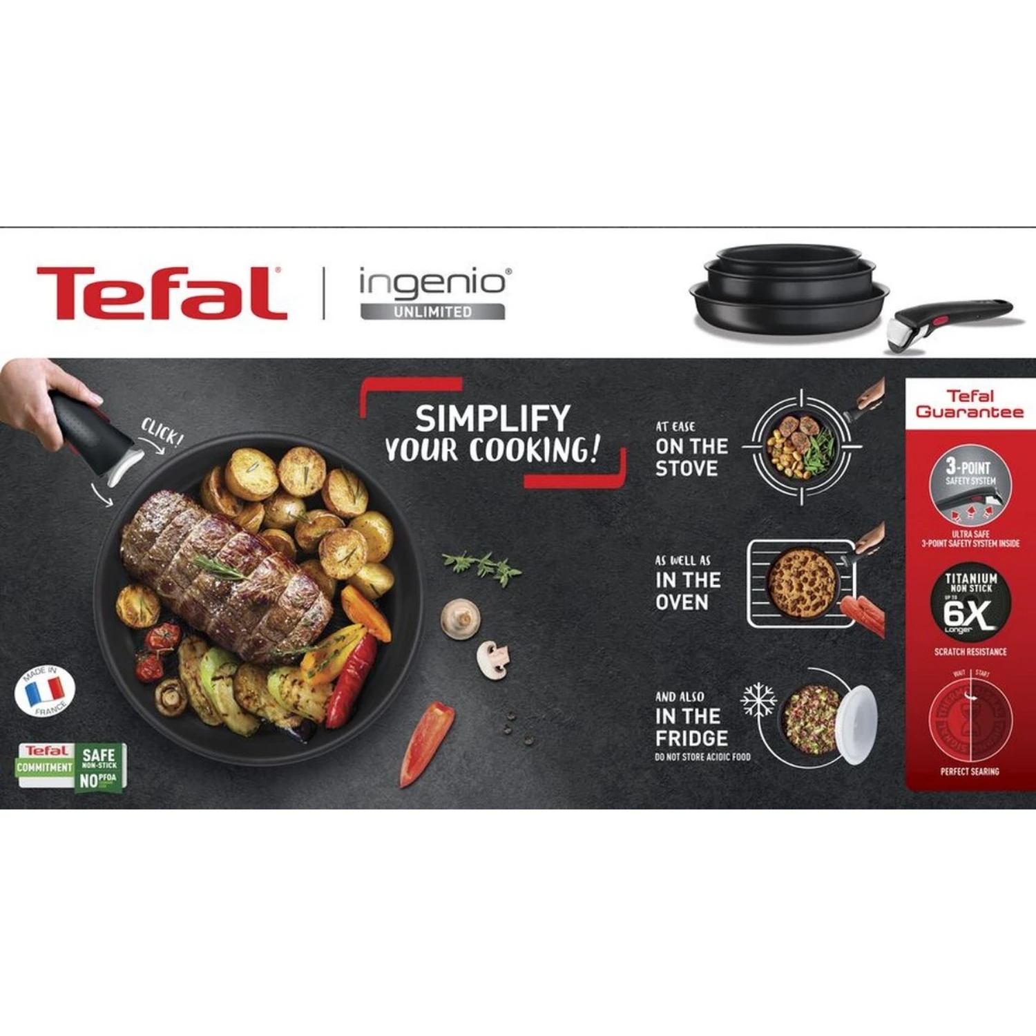 Tefal Set 3-delig (koekenpan 24/28 + Handgreep) 2 Tefal Set 3-delig (koekenpan 24/28 + Handgreep) - Afbeelding 2