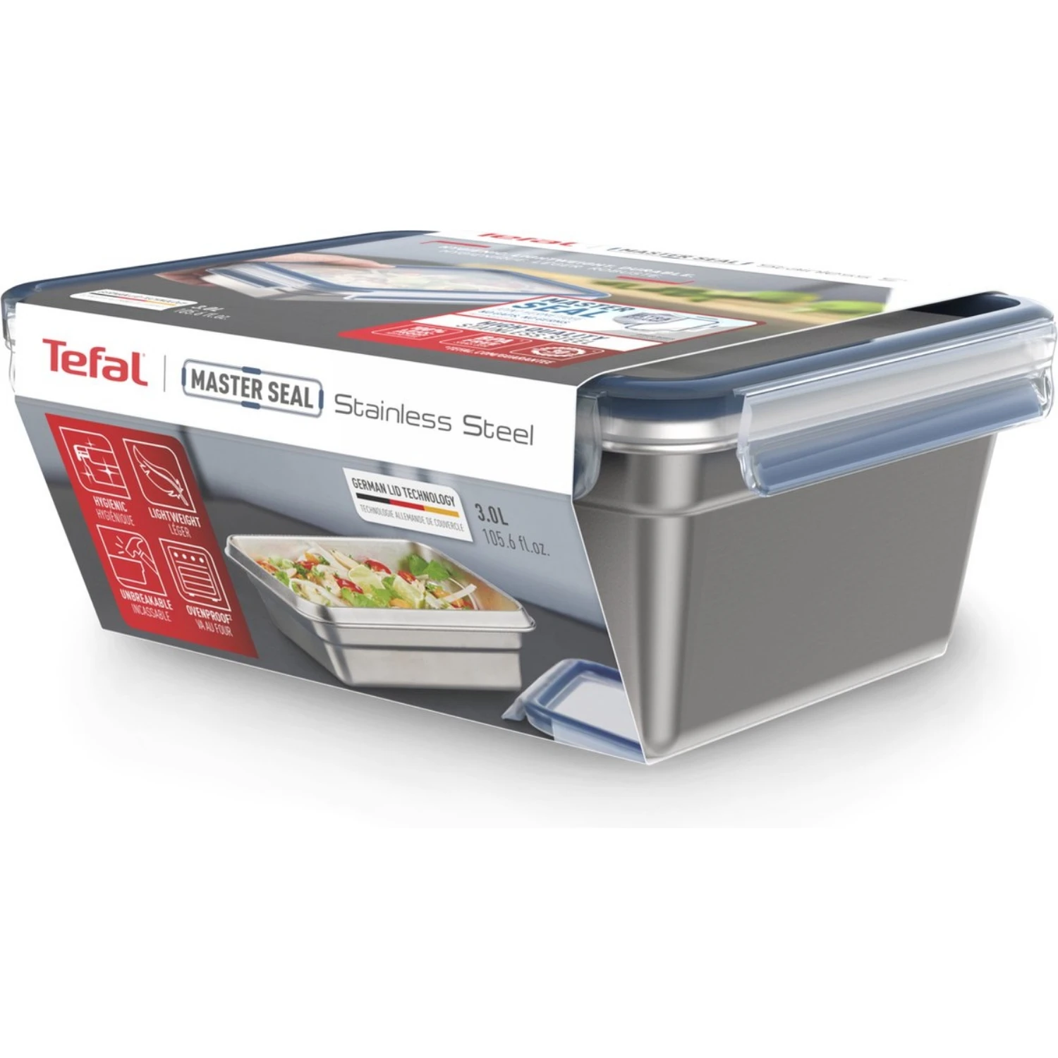 Tefal Masterseal RVS Vershouddoos Rechthoek 3.0 L 2 Tefal Masterseal RVS Vershouddoos Rechthoek 3.0 L - Afbeelding 2