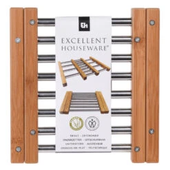 Onderzetter RVS Met Bamboe 21,5 X 22 Cm